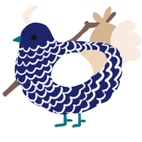 (unnamed), a navy and cream chicken with a lace pattern