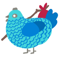 A aqua and sapphire chicken with a lace pattern