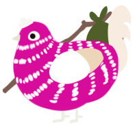 Fai Usi, a fuchsia and cream chicken with a bar pattern