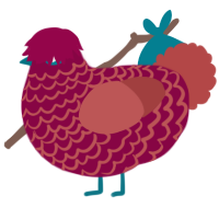 A maroon and red chicken with a lace pattern