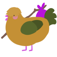 A gold and olive chicken