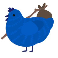 Calm Waters, a ultramarine chicken with a bar pattern