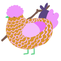 A orange and lavender chicken with a lace pattern