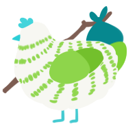 A white and grass chicken with a bar pattern