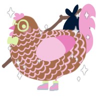 A brown and pink chicken with a lace pattern