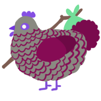 A ash and wine chicken with a lace pattern