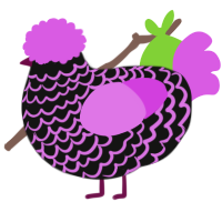 (unnamed), a black and orchid chicken with a lace pattern
