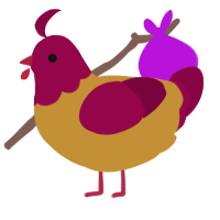 A gold and maroon chicken with a head pattern