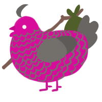 A fuchsia and grey chicken with a lace pattern