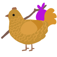 A gold and orange chicken with a lace pattern
