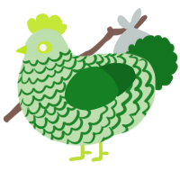 A gluppy and leaf chicken with a lace pattern