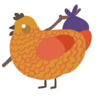 A orange and vermilion chicken with a lace pattern