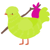 A lime chicken with a bar pattern