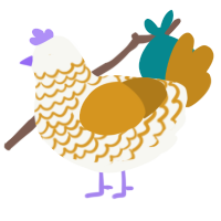 A white and ochre chicken with a lace pattern