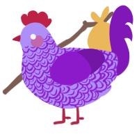 A lilac and violet chicken with a double-lace pattern