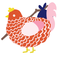 A vermilion and rose chicken with a lace pattern