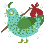 Mold, a aqua and viridian chicken with a speckle pattern