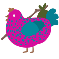 A fuchsia and sea chicken with a speckle pattern