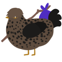 A bark and sable chicken with a speckle pattern