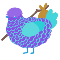 ballerina fish, a blurple and aqua chicken with a lace pattern