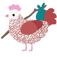 Reddy, a white and red chicken with a double-lace pattern