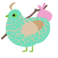 A mint and beige chicken with a speckle pattern