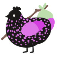 sable xyx, a sable and orchid chicken with a speckle pattern