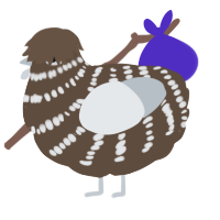 Rime, a bark and mist chicken with a bar pattern