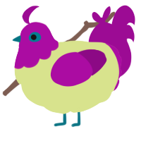 A lemon and plum chicken with a head pattern