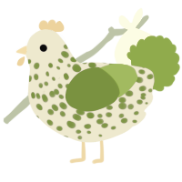 A olive and blurple chicken with a speckle pattern