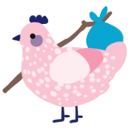 A rose chicken with a speckle pattern