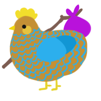 A gold and sky chicken with a lace pattern