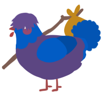 A overcast and ultramarine chicken with a head pattern