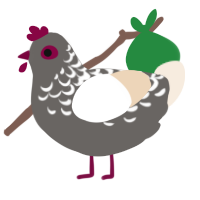 A grey and cream chicken with a half-lace pattern