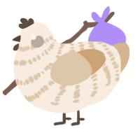 A cream and beige chicken with a bar pattern