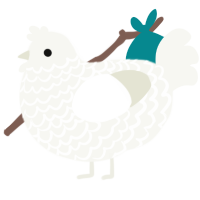 A white chicken with a lace pattern
