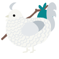 A white and mist chicken with a lace pattern