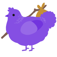 A blurple chicken with a neck-band pattern