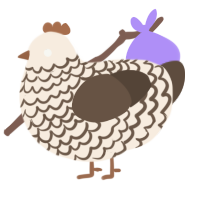 A cream and bark chicken with a lace pattern