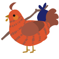 A vermilion and russet chicken with a bar pattern