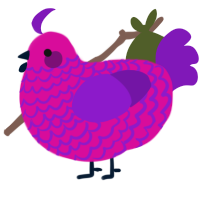 A fuchsia and violet chicken with a lace pattern