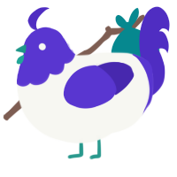 A white and indigo chicken with a head pattern