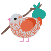 (unnamed), a mist and vermilion chicken with a double-lace pattern