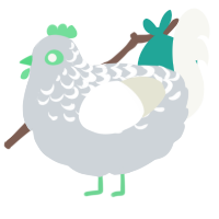 A mist and white chicken with a half-lace pattern