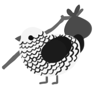 A white and sable chicken with a lace pattern