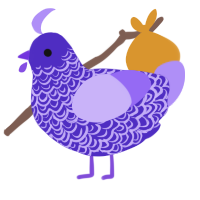 A indigo and lilac chicken with a double-lace pattern