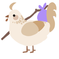 A cream and beige chicken with a neck-speckle pattern