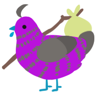 A amethyst and grey chicken with a bar pattern