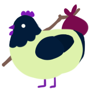 A apple and tumblr chicken with a head pattern