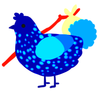 A tumblr and sapphire chicken with a speckle pattern